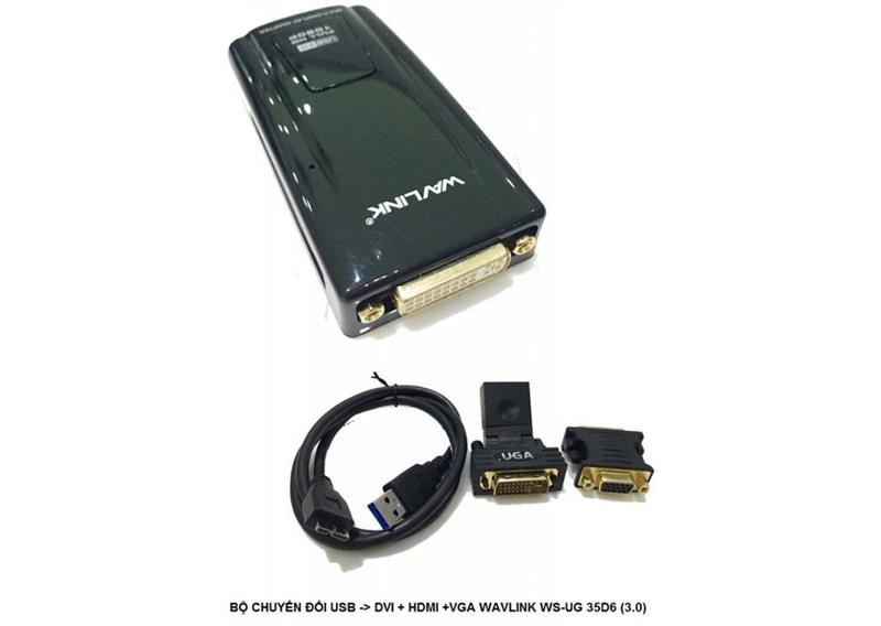 C&#193;P USB 3.0 -&gt; DVI + HDMI + VGA WAVLINK (WS-UG35D6) 318HP