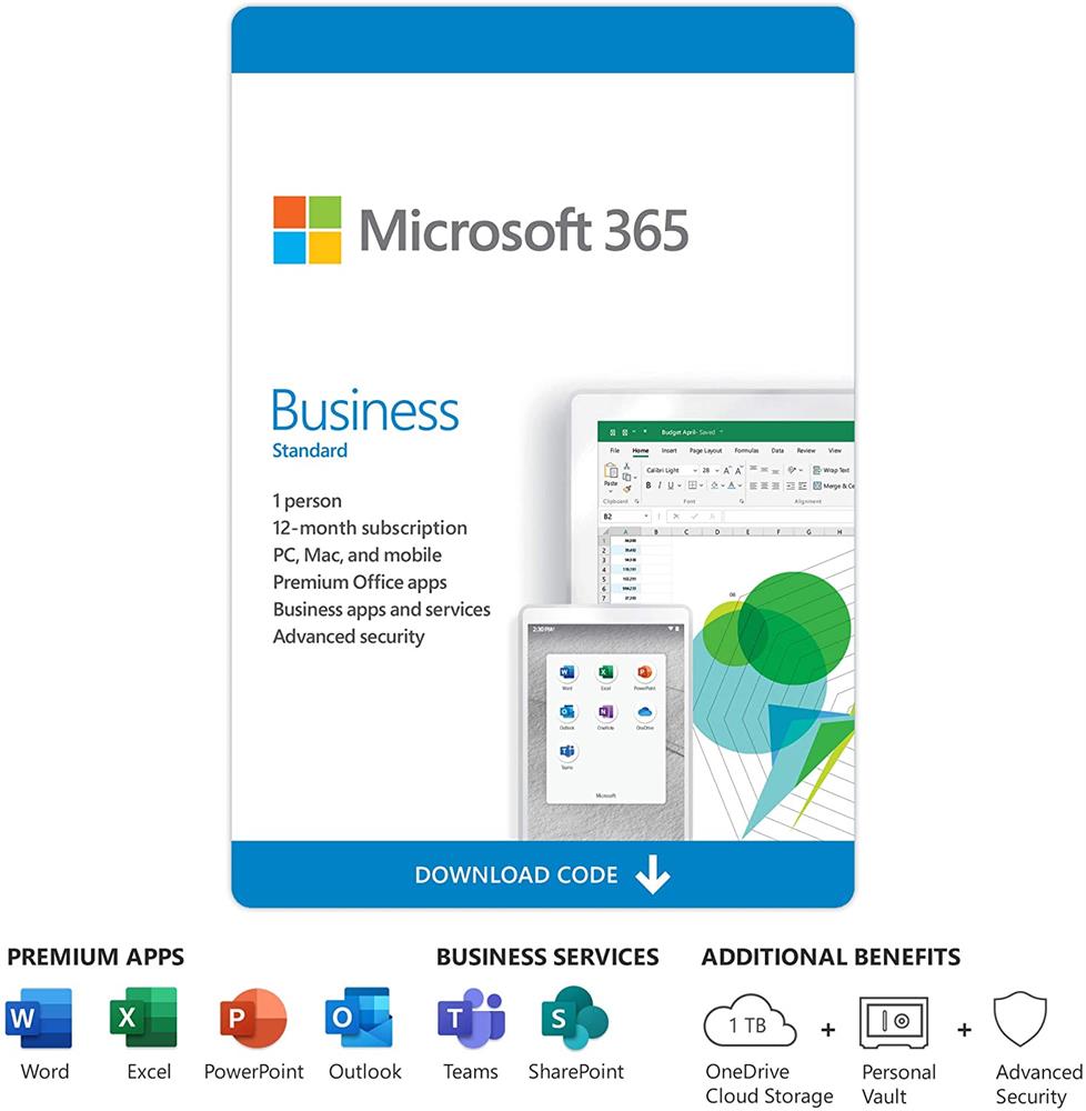 Phần mềm Microsoft 365 Business - 12 th&#225;ng - D&#224;nh cho 1 người - 5 thiết bị/t&#224;i khoản - Word, Excel, PowerPoint - 1TB OneDrive for Business - Outlook (Key điện tử)