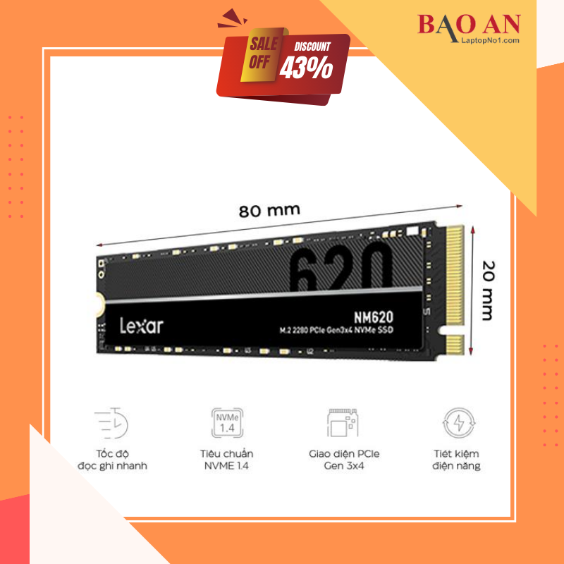 SSD 512GB Lexar&#174; NM620 M.2 2280 NVMe (LNM620X512G) | 1022D