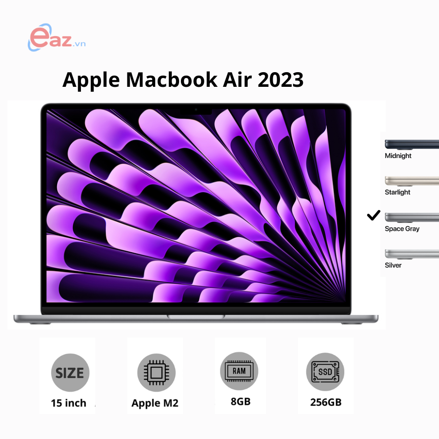 Apple Macbook Air 15 M2 (MQKP3) | Apple M2 8 Core | 8GB | 256GB SSD | GPU 10 Core | 15.3&quot; IPS | Gray | 1023