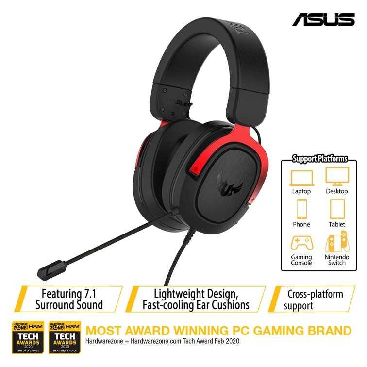 ASUS TUF GAMING H3 RED GAMING HEADSET 90YH02AR-B1UA00 | 0624