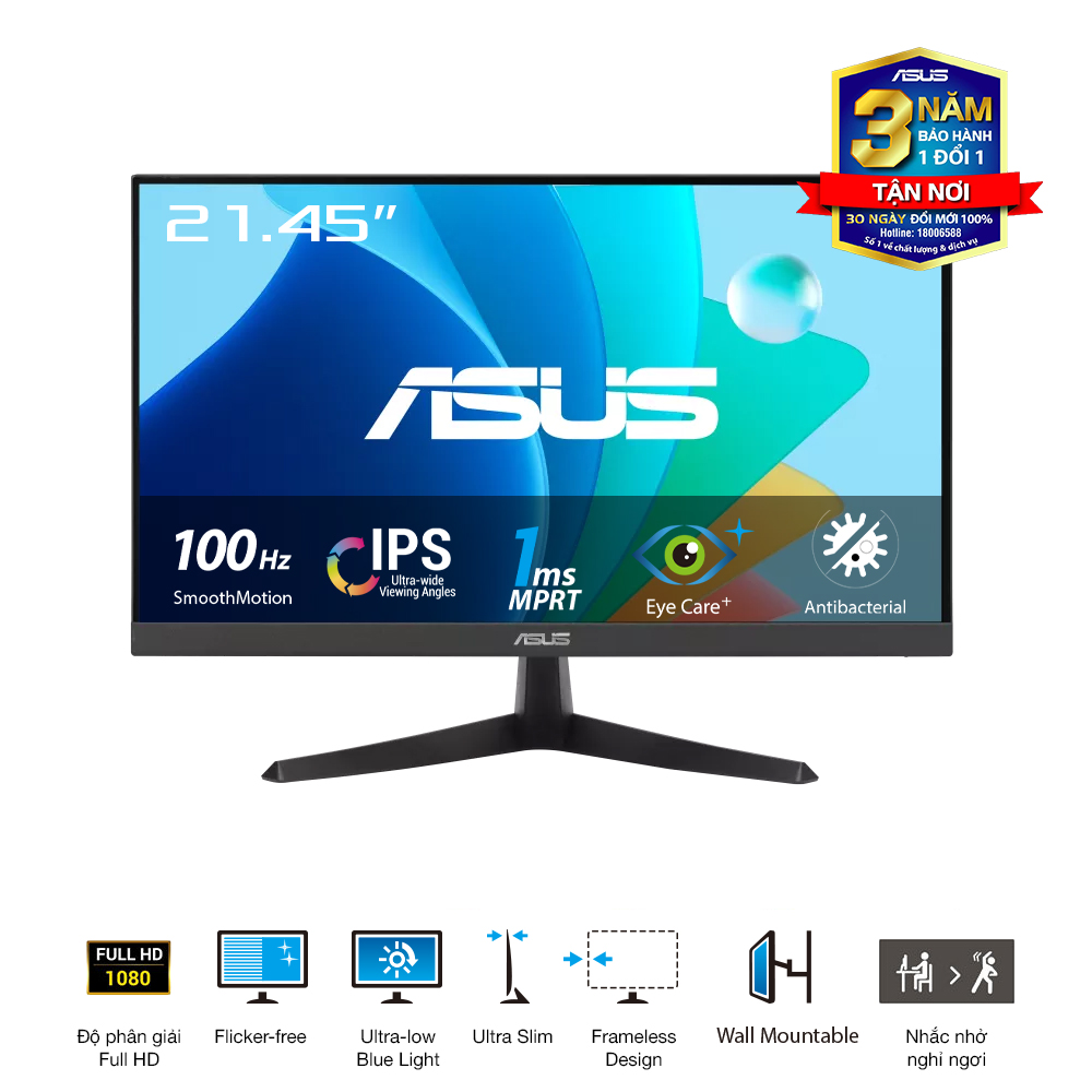 M&#224;n h&#236;nh LCD Asus Eye Care VY229HF | 21.45 inch | 1920 x 1080 | 250 cd | m2 | 1ms | 100Hz | 0125D