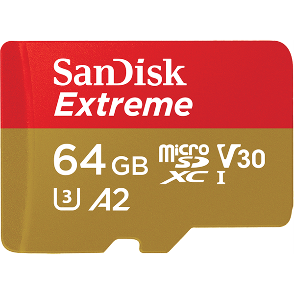 Thẻ nhớ SanDisk Extreme microSDXC | SDSQXA2-064G-GN6AA | V30 | U3 | C10 | A2 | UHS- I | 160MB/s R | 60MB/s W | 4x6 | SD adaptor | Action Cam | Drone SKU