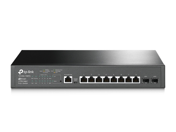 TP-Link T2500G-10MPS | JetStream 8-Port Gigabit L2 Managed PoE+ Switch with 2 SFP Slots 718F