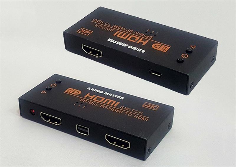 SWITCH 2 HDMI + MINI DP -&gt; HDMI 4K KINGMASTER (KY-H132B) 318HP