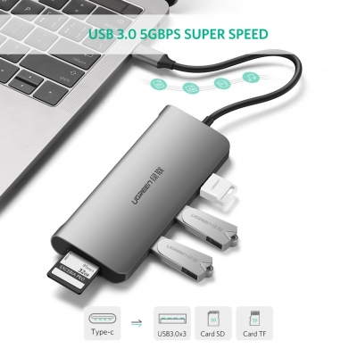 Ugreen USB-C to 3*USB3.0+HDMI+RJ45+SD&amp;TF converter 50516 GK