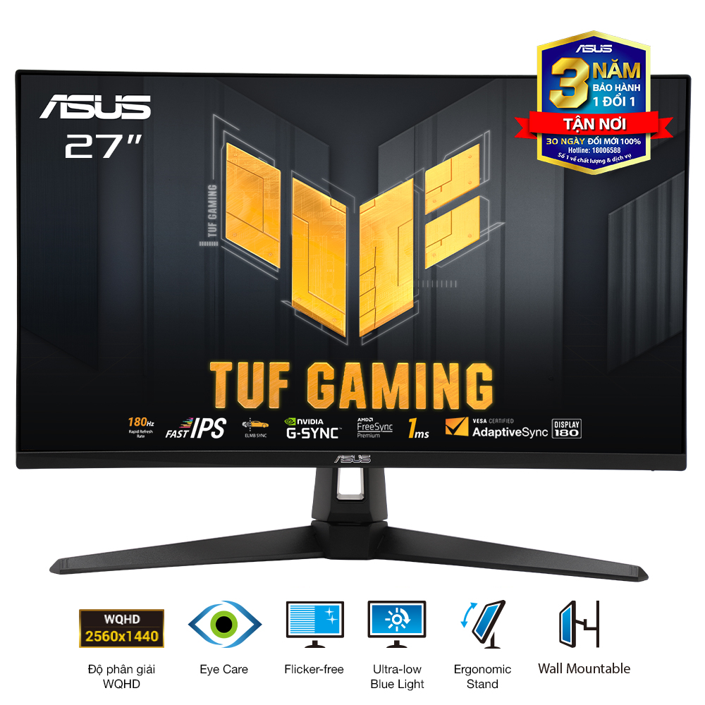 M&#224;n h&#236;nh LCD Asus TUF Gaming VG27VQM | 27 inch | 1920 x 1080 | 350 cd/m2 | 1ms | 240Hz | 3Yrs | 1124